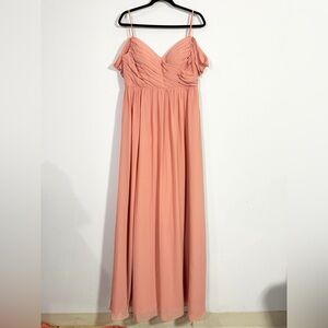 Revelry Lily Chiffon Coral Orange Sweetheart Convertable Strap Maxi Dress Gown